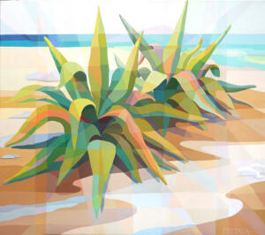 Agaves by the sea,acrylic on canvas,110x100cm 