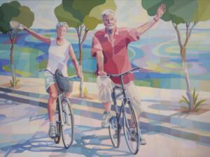 Cyclists,acrylic on canvas,120x150cm 